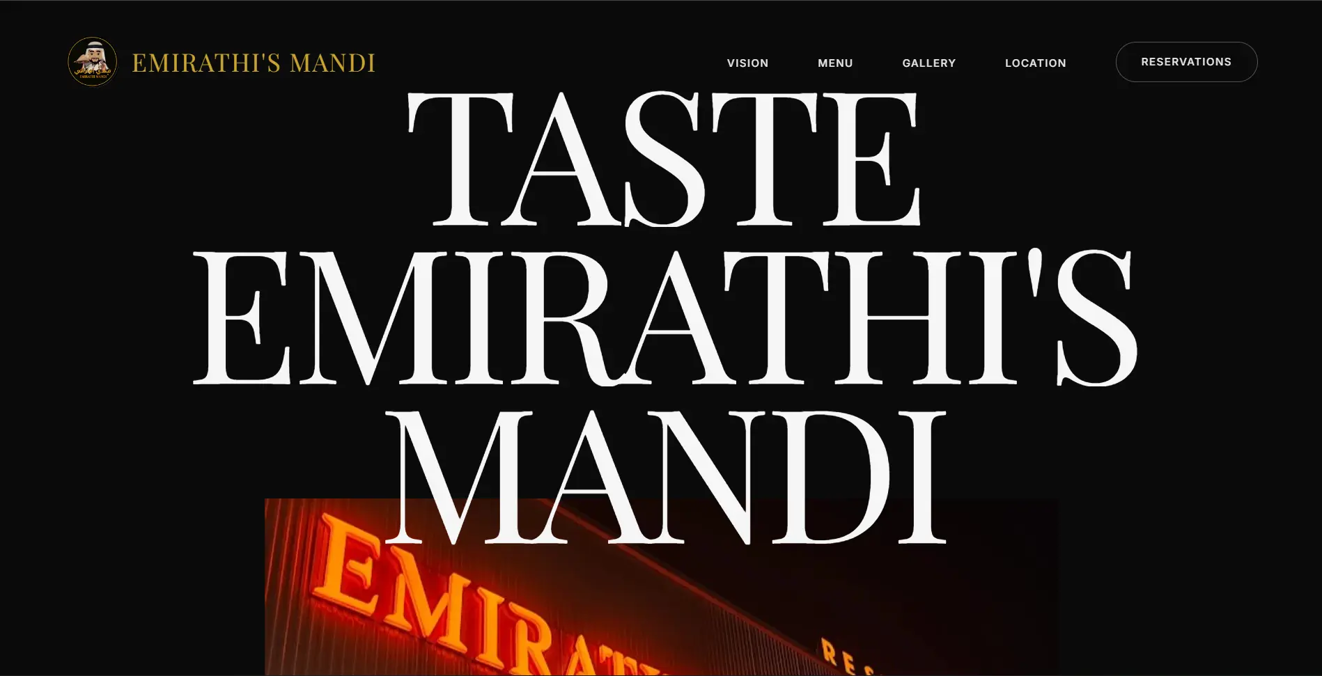 Emirathi Mandi Restaurant Website Mockup